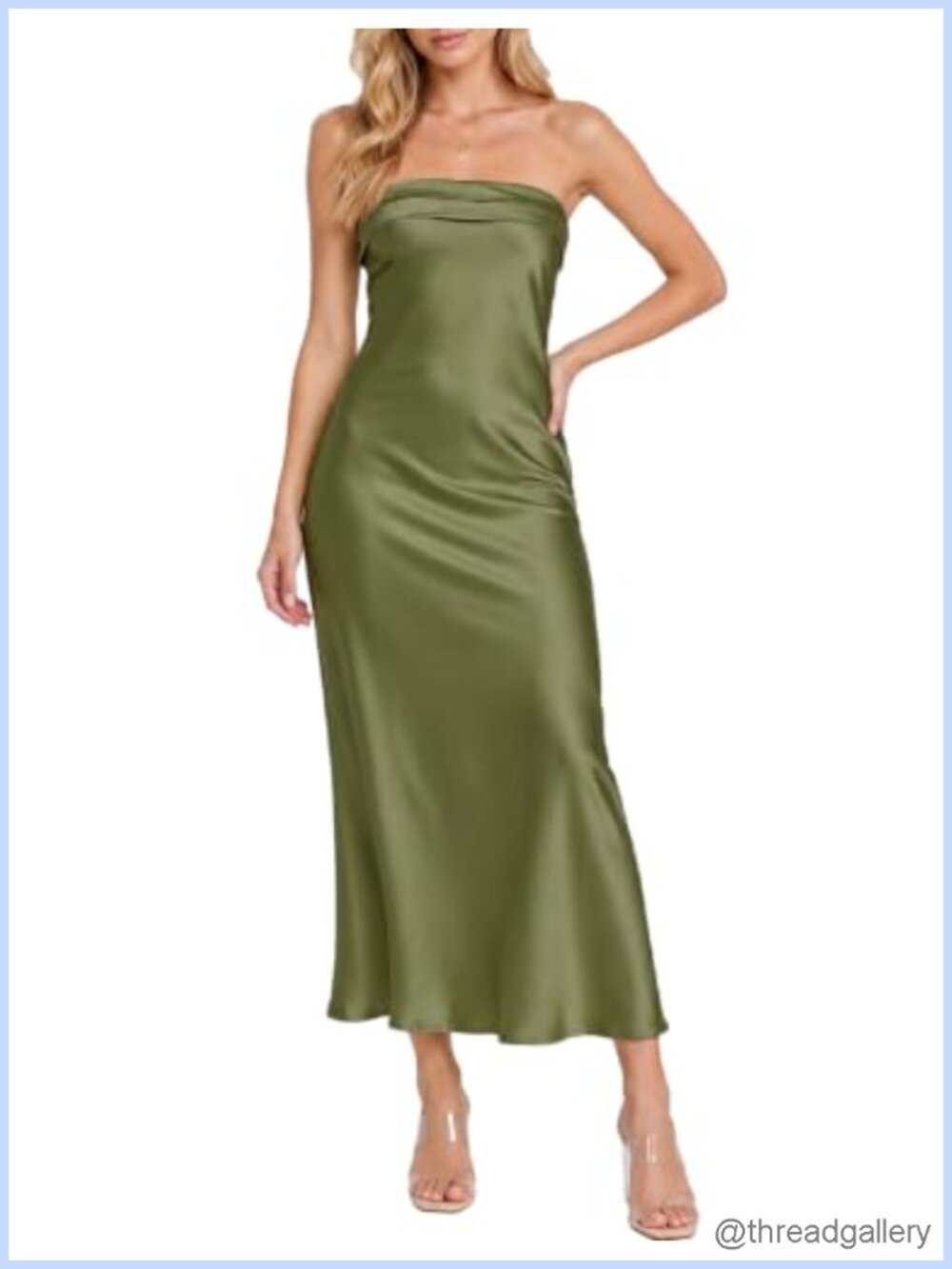 Satin Strapless Backless Maxi Dress Sleeveless Ruched Formal Wedding Guest